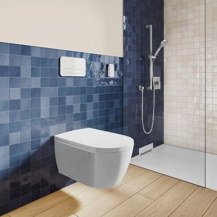Villeroy&Boch Viclean Унитаз-биде 38.5х59.5х36см, подвесной, в комплекте с сиденьем, покрытие CeramicPlus, цвет: альпийский белый