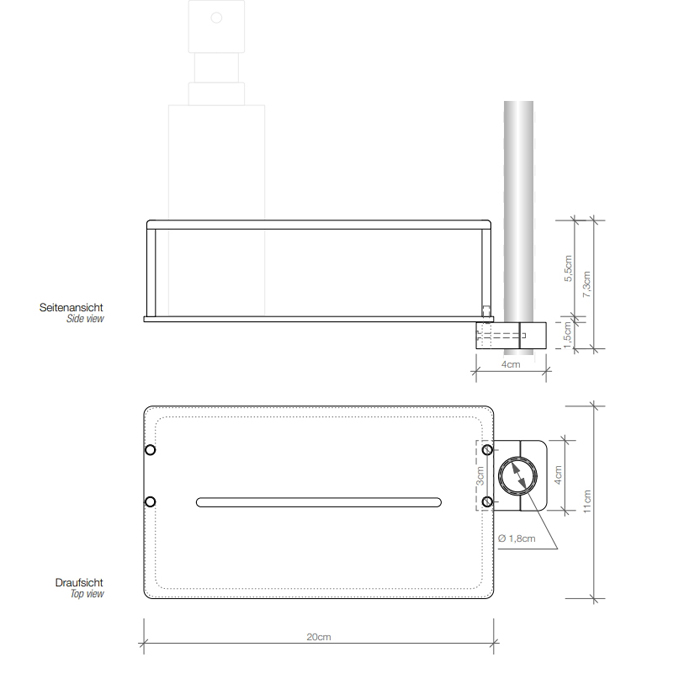 Полочка Decor Walther DSK 20 20x11x6см для душевой стойки (17-22мм), подвесной, цвет: хром