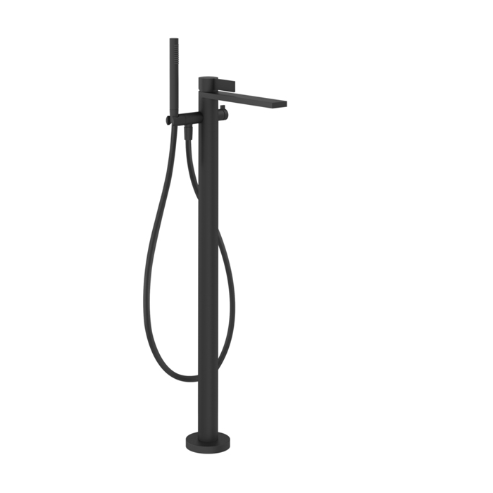 Смеситель для ванны Gessi Inverso Diamantato, напольный, с переключателем и ручным душем, цвет: Matte Black