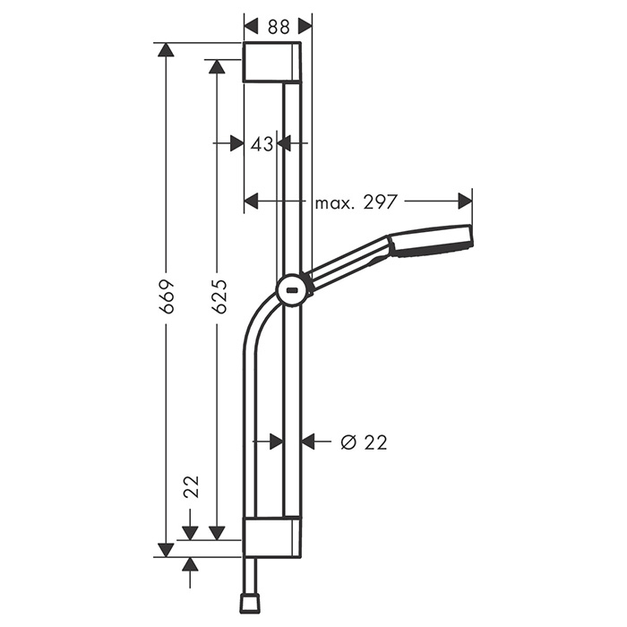 Hansgrohe Pulsify Душевая гарнитур, штанга 65см, с ручным душем и держателем, цвет: черный матовый