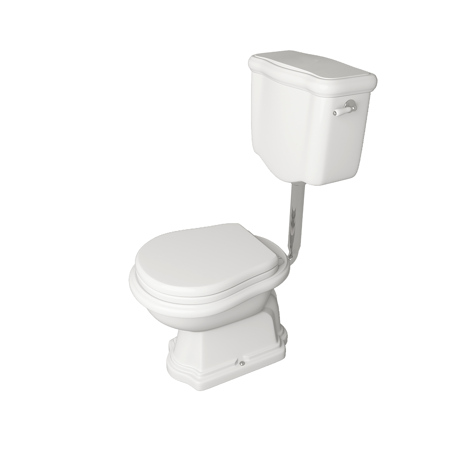 Kerasan Retro Унитаз 72х38.5см, приставной, с низким бачком, слив в пол, цвет: белый/хром