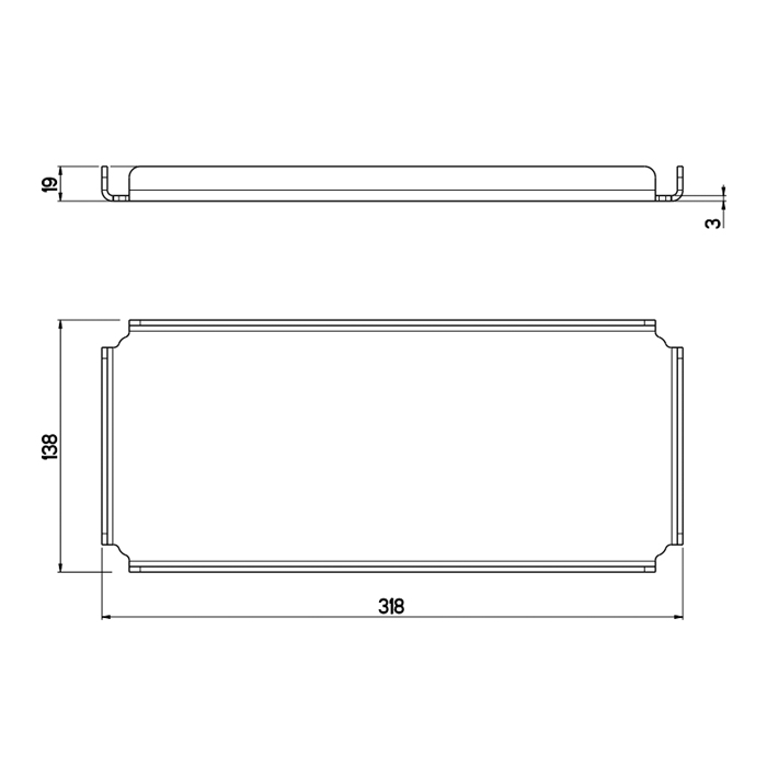 QuadroDesign Поднос 31.8х13.8х1.9см, подвесной, цвет: Brushed Stainless Steel