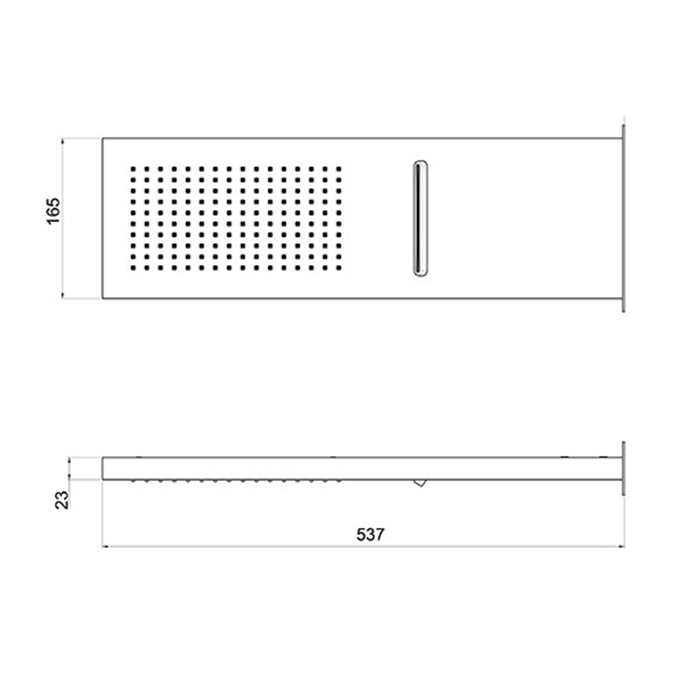 Almar Smart Dual Flow Верхний душ, 53.7х16.5см, настенный, 2 режима, цвет: Mirror Stainless Steel