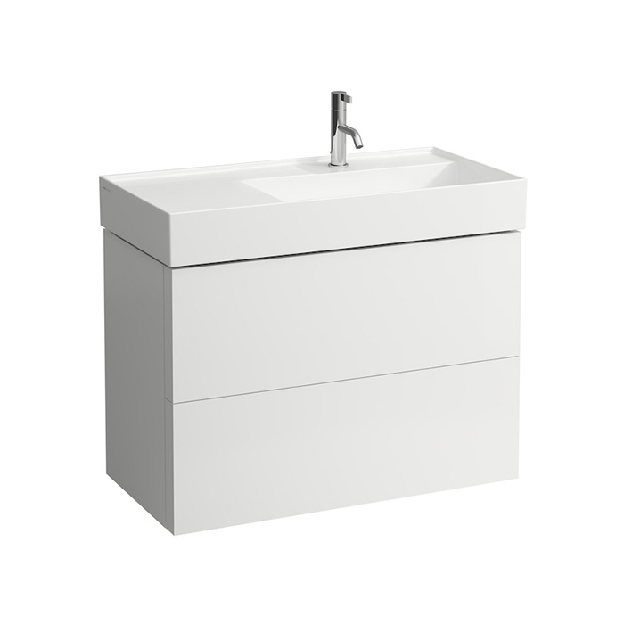 Laufen Kartell Тумба с раковиной 88x45x60см, 2 ящика, с полочкой слева, цвет: белый матовый