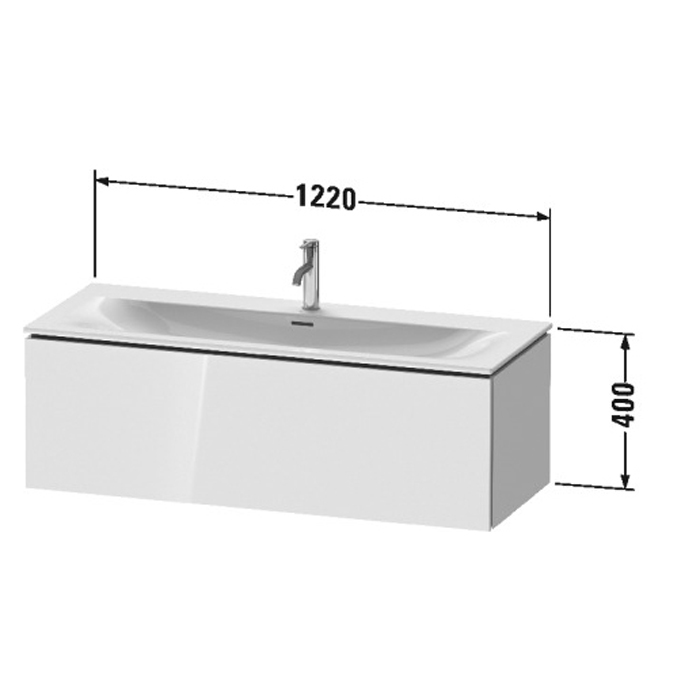 База Duravit L-Cube подвесная 122x48.1x40см с раковиной, 1 выдвижное отделение, цвет: глянцевый белый