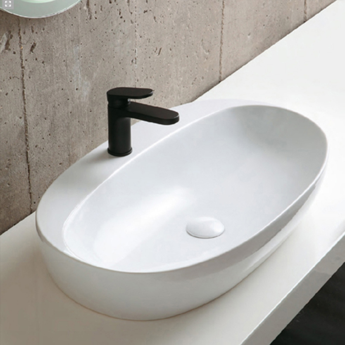 Azzurra Elegance Circle Раковина накладная, 60x42xH14 см, 1 отв., без перелива, цвет: Bianco lucido