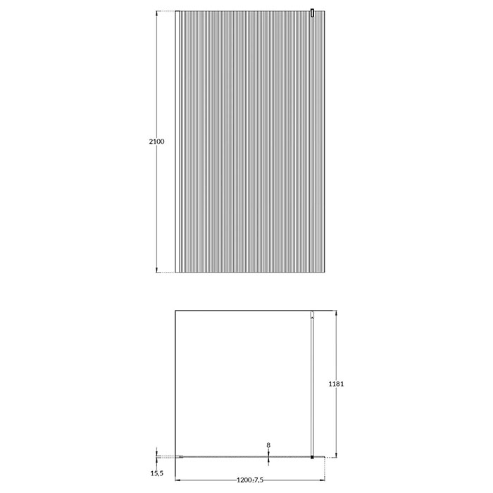 Душевое ограждение Kerama Marazzi Cristallo 120х210см, рифленое стекло, цвет: хром