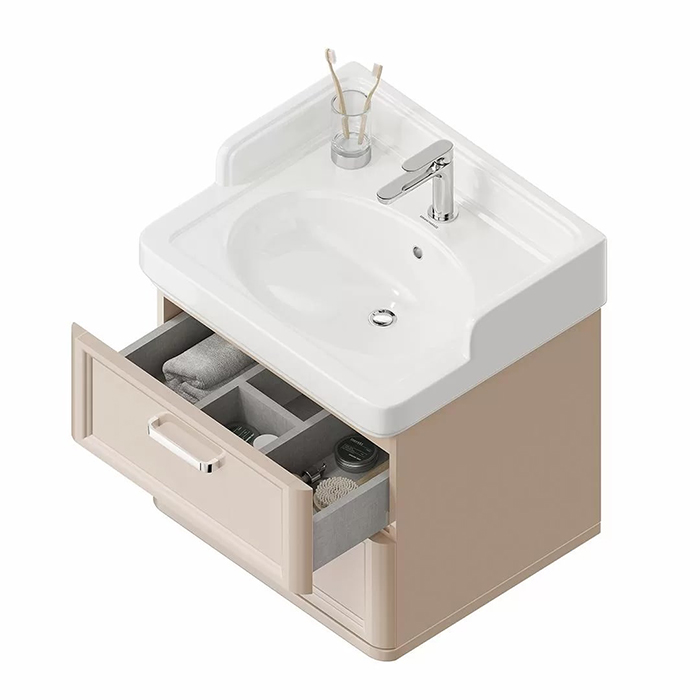 Kerama Marazzi Pompei Тумба подвесная 60см, с 2 ящиками, цвет: камео бежевый глянцевый
