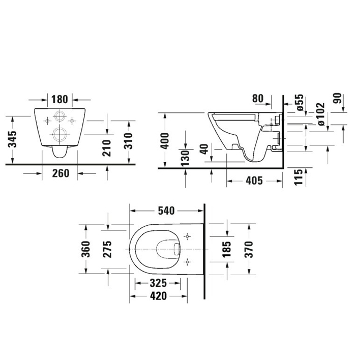Duravit D-Neo Унитаз 37х54см, подвесной, безободковый, цвет: белый матовый сатинированный