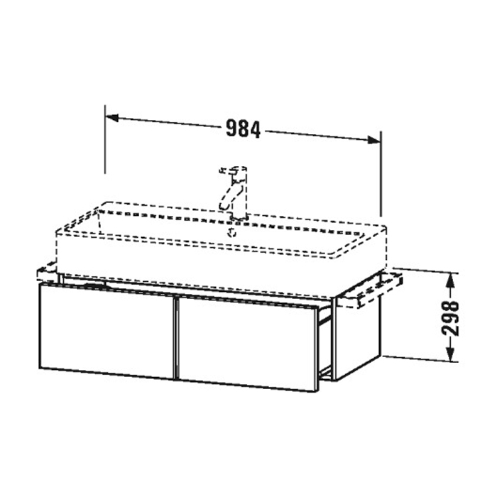 Duravit VA Тумба подвесная, 98.4x43.1х29.8см., с раковиной, 1 выдв.ящик, цвет: черный глянцевый