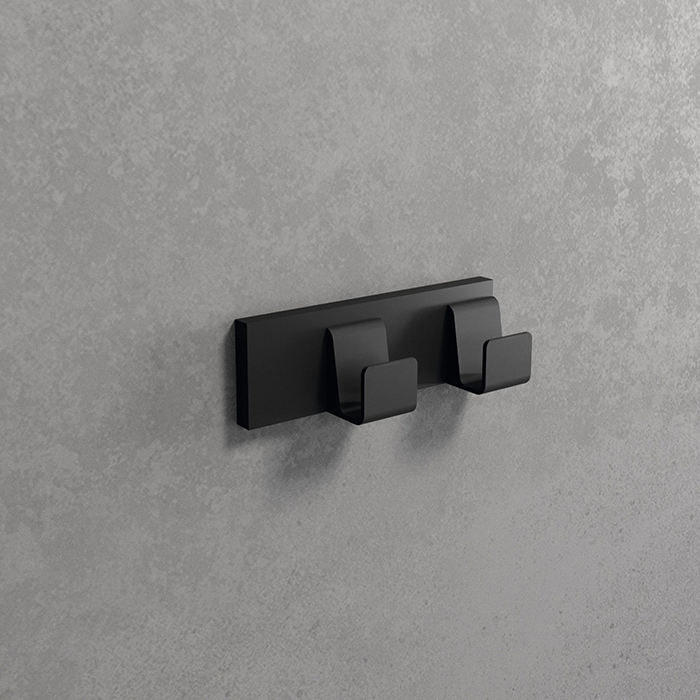 Крючок Novellini Kuadra 12х4см, двойной, цвет: черный матовый
