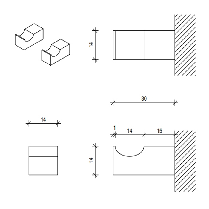 Набор Decor Walther Corner HAK1 крючков 2 шт., подвесной, цвет: черный матовый