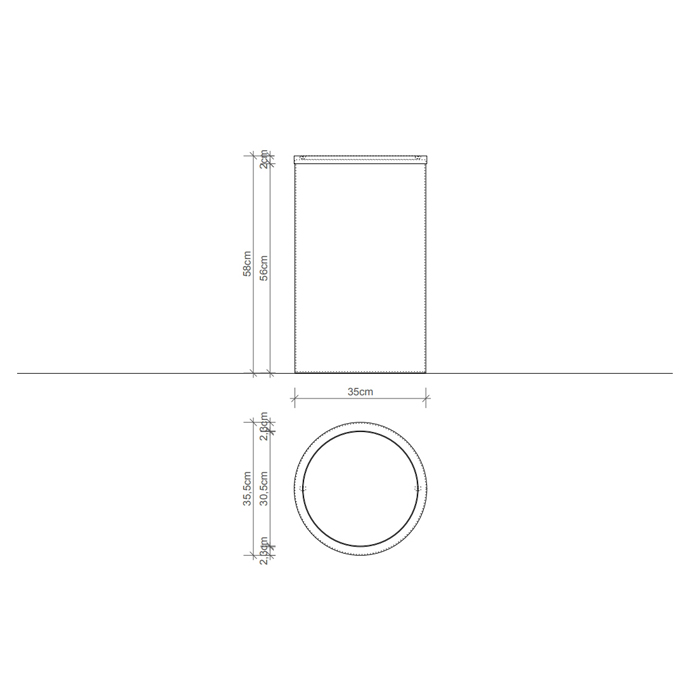 Decor Walther DW 121 Корзина для белья 35xh58см, напольная, цвет: белый матовый