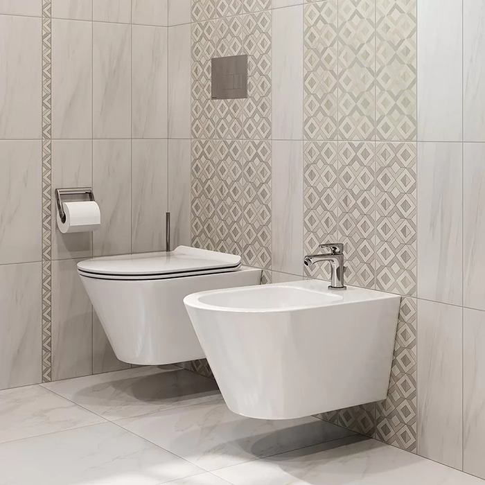 Kerama Marazzi Plaza Modern Унитаз 36х53см., подвесной, безободковый, с крепежом, цвет: белый глянцевый