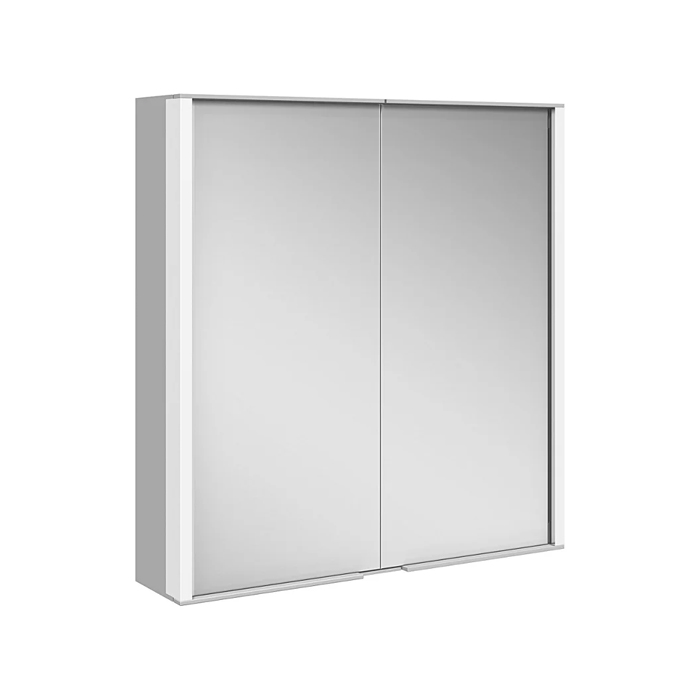 Keuco Royal Match Зеркальный шкаф, 2-дв. двустор. 65x70x16см, корпус: алюминий серебр. задняя стенка: стекло белое лак. цвет: алюминий анодированный