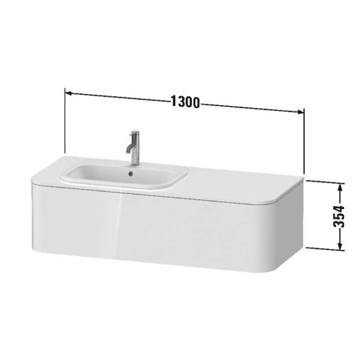 Duravit Happy D.2 Plus Тумба подвесная 130x55x35.4см, с раковиной и 2 ящиками, SX, цвет: stone grey satin matt