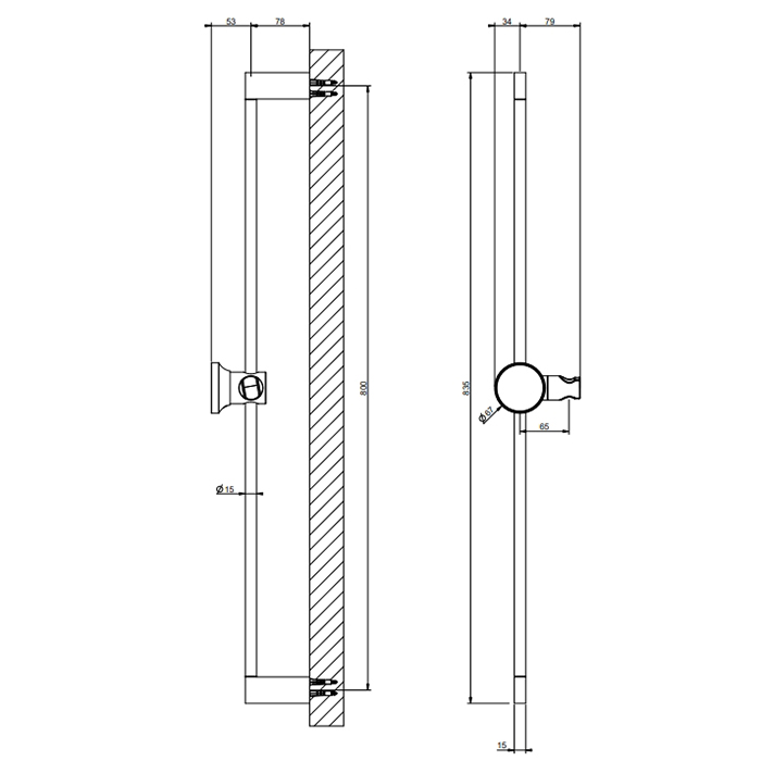 Gessi Origini Штанга для душа 83.5см, цвет: Finox Brushed Nickel