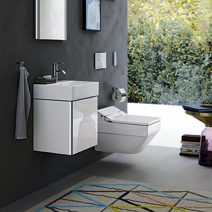 Тумба подвесная Duravit XSquare 43.4х34х39.7см, с раковиной, 1 дверца левая, цвет: белый глянцевый