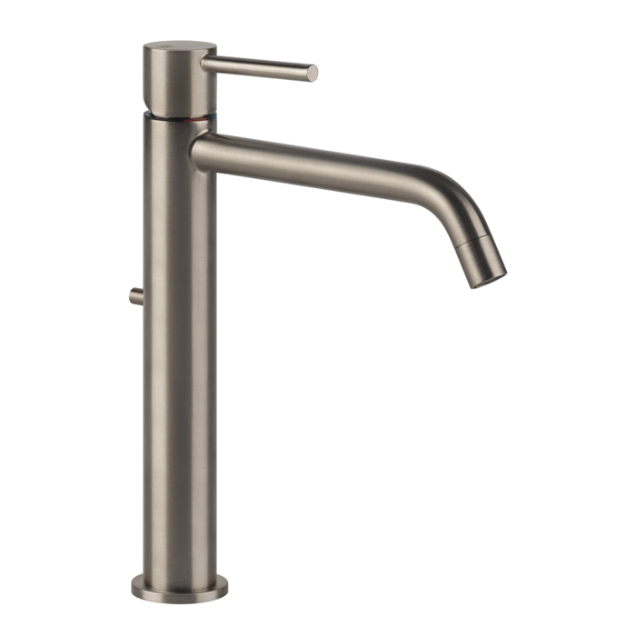 Смеситель для раковины Gessi Emporio Via tortona, на 1 отв, высокий с длинным изливом, с донным клапаном, цвет: Finox Brushed Nickel