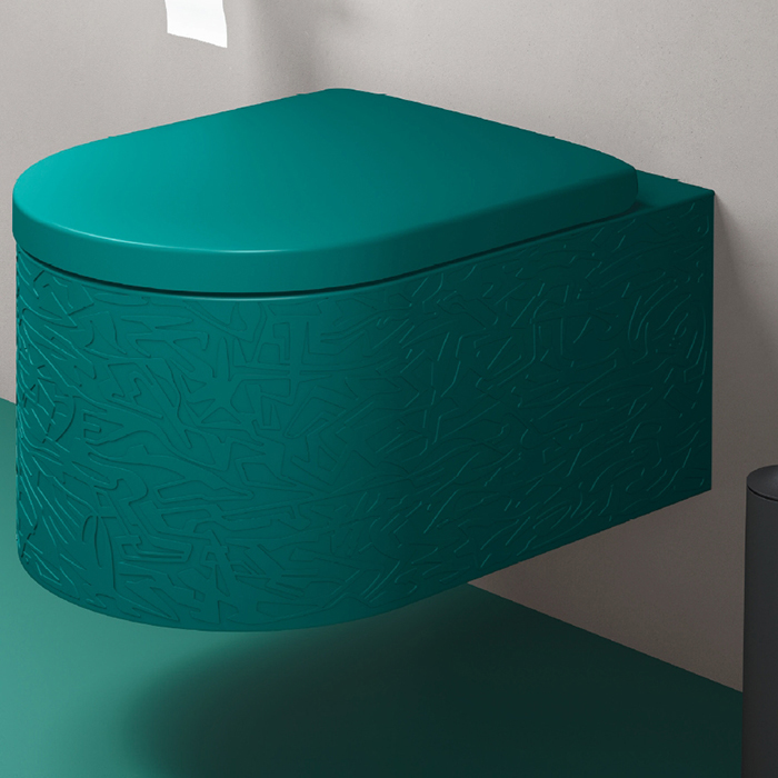 Duravit Millio Унитаз подвесной, 37х57см, декор "Pattern", крепление в компл., цвет: аквамарин матовый