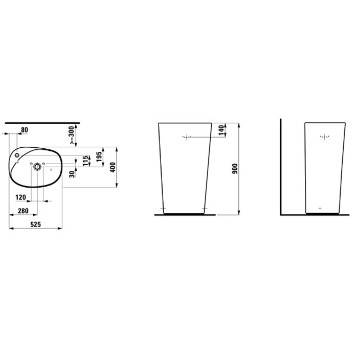 Laufen Palomba Раковина 52.5х40х90 см, без отв., напольная, покрытие LCC, цвет: белый
