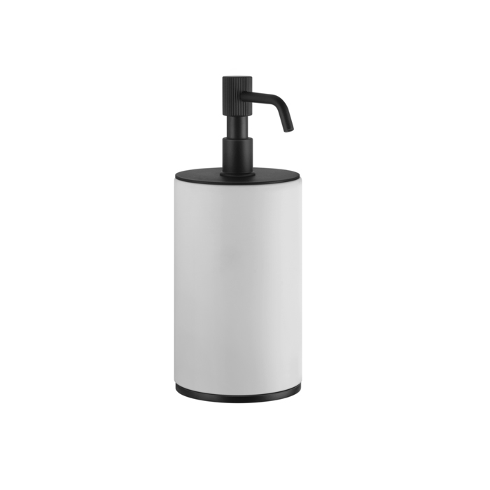 Дозатор для жидкого мыла настольный Gessi Venti20, цвет: белый, фурнитура черный матовый