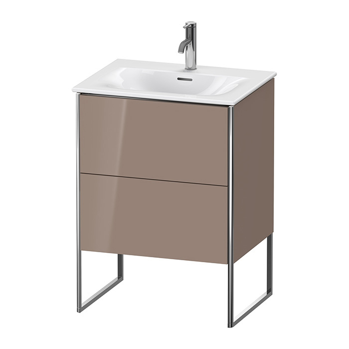 Тумба с раковиной Duravit XSquare 61х59.2x47.8см, напольная, 2 яшика, встроенные ножки с регулировкой по высоте, цвет: Cappuccino HG