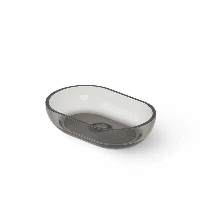 Dea Design Washbasins Раковина 58х38х14см, накладная, без отв., Glasstech, прозрачная смола, цвет: Smoky Black R4