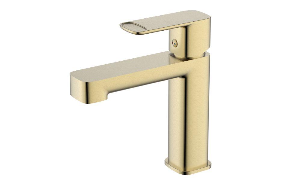 Смеситель для раковины AQUAme Parma, 105 мм, гладкий, подводка ½", Brushed золото — AQM6610BG