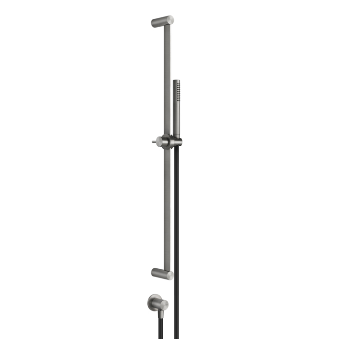 Штанга в комплекте с душевой лейкой с легкой очисткой Gessi Shower316, шланг 1,50 м, вывод воды из стены, цвет: шлифованная сталь
