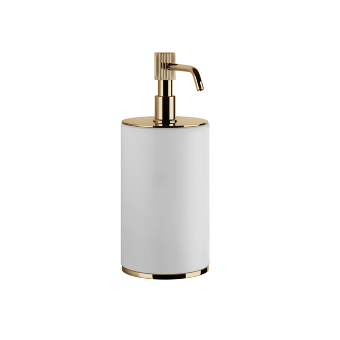 Дозатор для жидкого мыла настольный Gessi Venti20, цвет: белый, фурнитура Warm Bronze PVD
