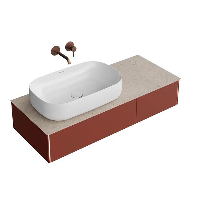 Kerama Marazzi Magica Тумба подвесная, 115.4х48.5х22см, 2 ящика, цвет: венецианский красный матовый