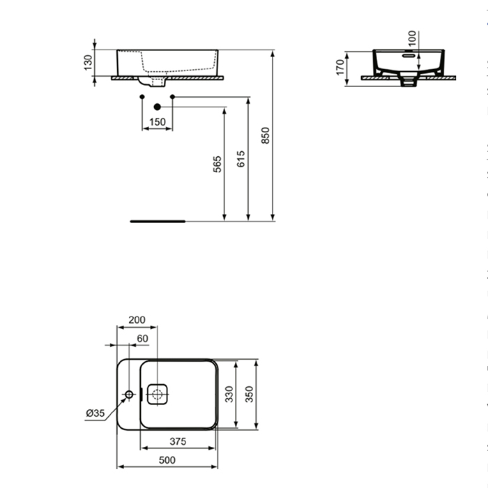 Ideal Standard Strada II Раковина 50x35см, накладная, 1 отв., цвет: белый