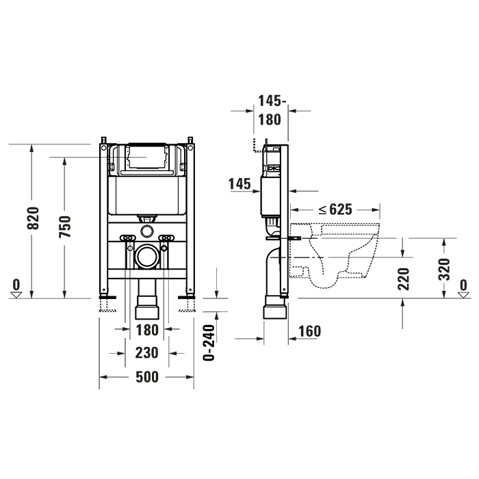 Duravit DuraSystem Инсталляция 82см., низкая