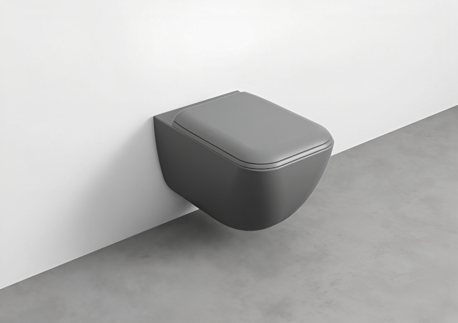 Унитаз Cielo Shui Comfort, подвесной, 375 × 550 × 375 мм, открытый смывной край, в комплекте крепление, цвет: Cemento