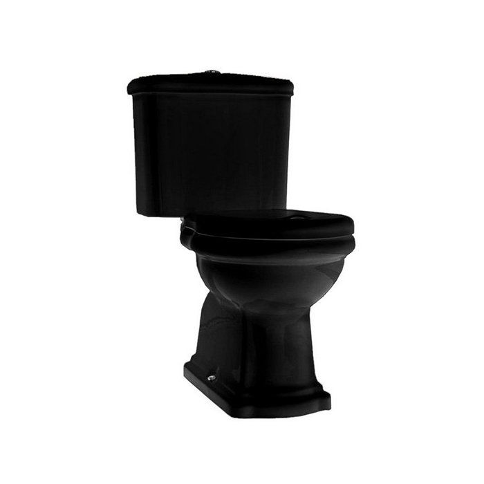 Kerasan Retro Унитаз 72х38.5см, моноблок, слив в стену, цвет: черный/хром