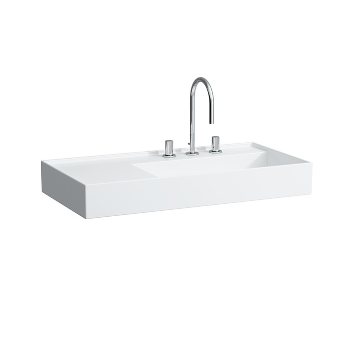 Раковина Laufen Kartell 90х46х12 см, 3 отв., без перелива, покрытие LCC, цвет: белый
