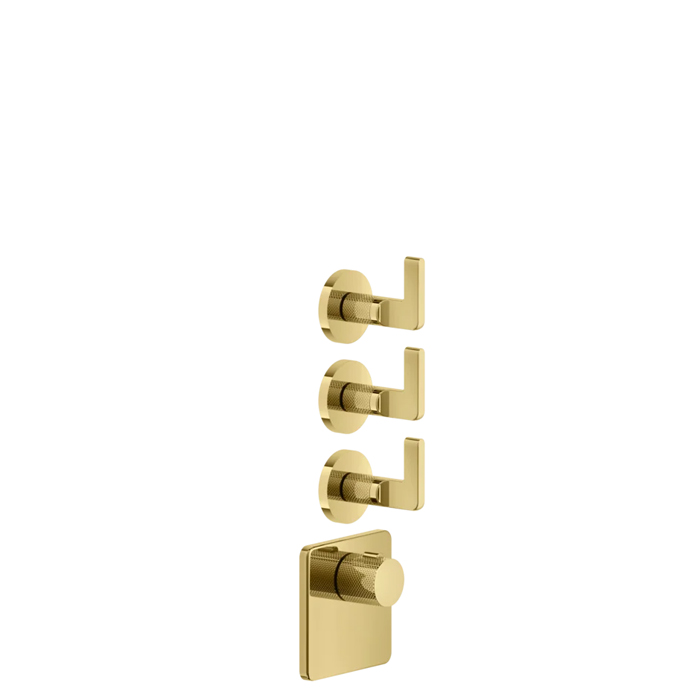 Смеситель для душа Gessi Inciso, термостатический, встраиваемый, резьба 3/4", внешняя часть, цвет: золото