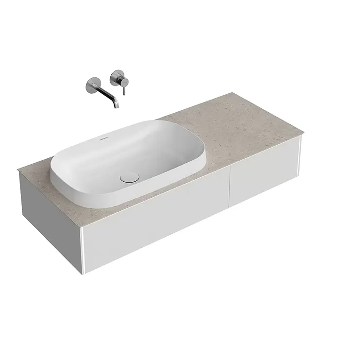 Kerama Marazzi Magica Тумба подвесная, 115.4х48.5х22см, 2 ящика, цвет: утренний серый матовый