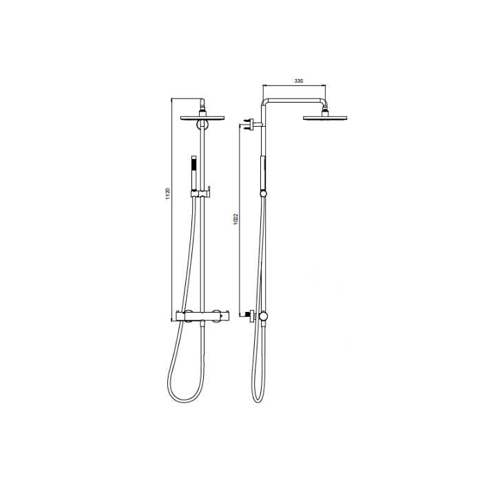 Душевая система с термостатическим смесителем Almar 316 Stainless Steel, настенная, цвет: Copper 316 Brushed PVD