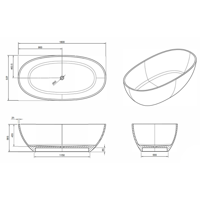 Knief Oval Shape Ванна отдельностоящая 180х93x56см., из полимерного материала, цвет: Rubin # 040