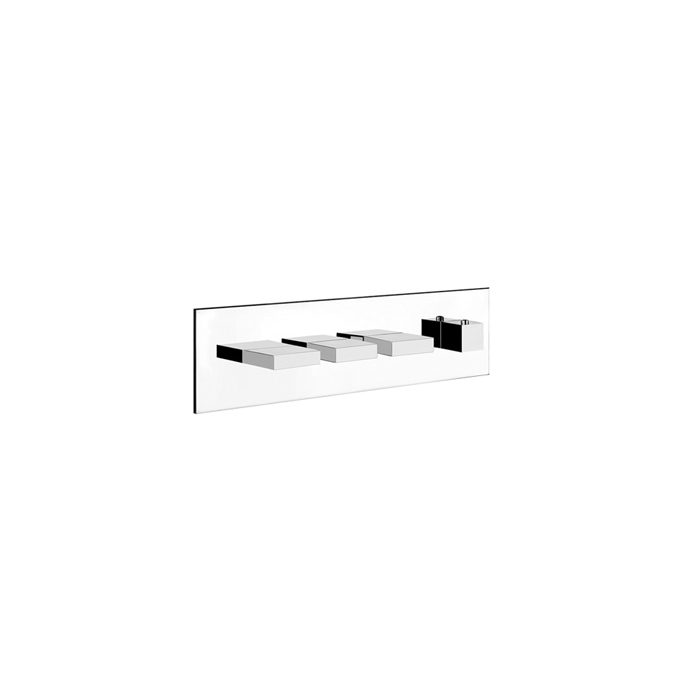 Gessi Rettangolo Встраиваемый термостатический смеситель, подключение на 3/4”, с 3мя независимыми выходами, внешняя часть, цвет: хром