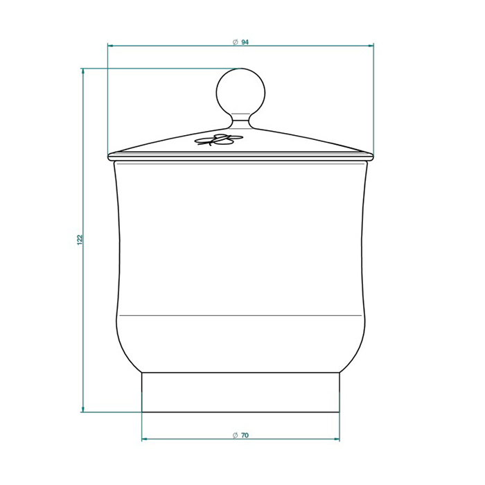 Китайская лакированная коробка THG CAPUCINE VERT DECOR PLATINE с белой керамической крышкой Ø94 мм, small size, декор платина/зеленый, цвет: белый