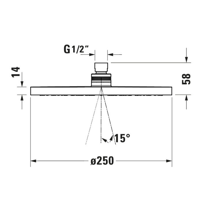 Duravit Shower Верхний душ Ø25см., 1 режим, настенный/потолочный, цвет: хром