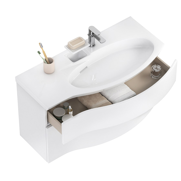 Kerama Marazzi Riva Тумба подвесная 100см, правая, с раковиной, цвет: белый матовый