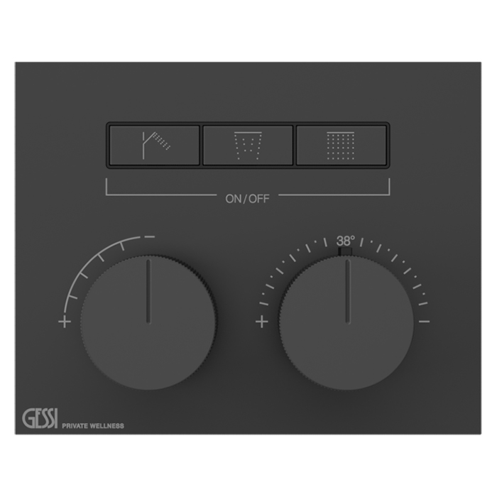 Термостат для душа Gessi Hi-Fi, с включением до 3 источников одновременно, внешняя часть, цвет: black XL