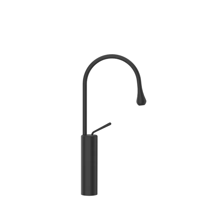 Смеситель для раковины Gessi Goccia на 1 отверстие, высокий, излив 174мм R=90, цвет: black XL