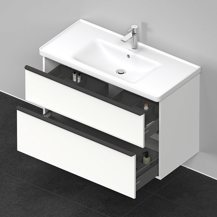 Тумба с раковиной Duravit D-Neo 98.4x45.2хh62.5см, 2 ящика, подвесная, цвет: Белый матовый