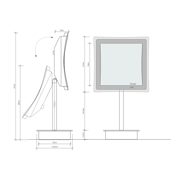 Decor Walther BS 83 Touch Косметическое зеркало 23x21xh41.5см, настольное, увел. 5x, сенсорный вкл., подсветка LED, цвет: хром