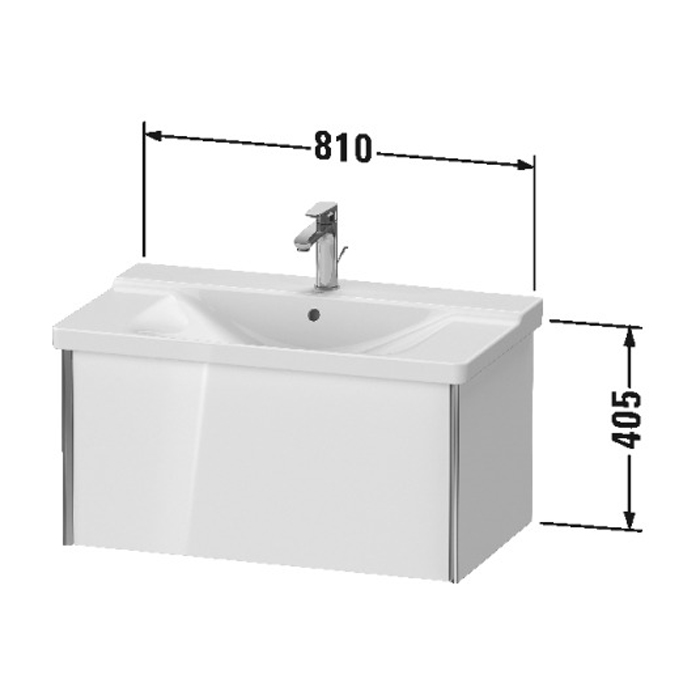 Тумба подвесная Duravit XViu 81x46.9x40.5см, с раковиной, 1 ящик, цвет: белый глянцевый/champagne matt